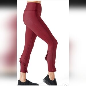 Urban Savage Ruffle Leggings S Small Black Cherry Burgundy NWT